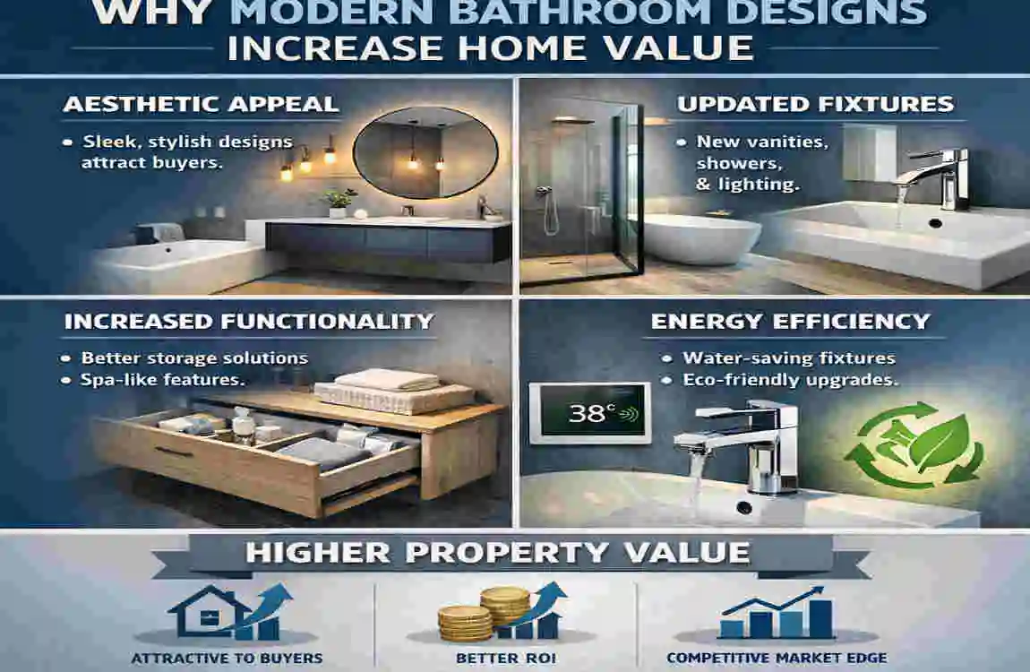 tell me about modern bathroom designs that increase home value