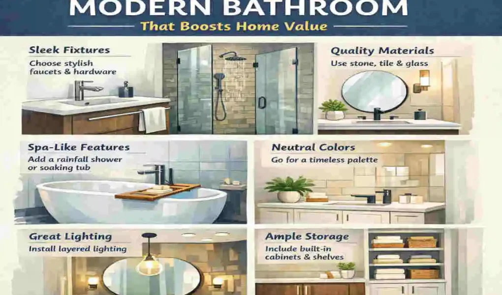 tell me about modern bathroom designs that increase home value