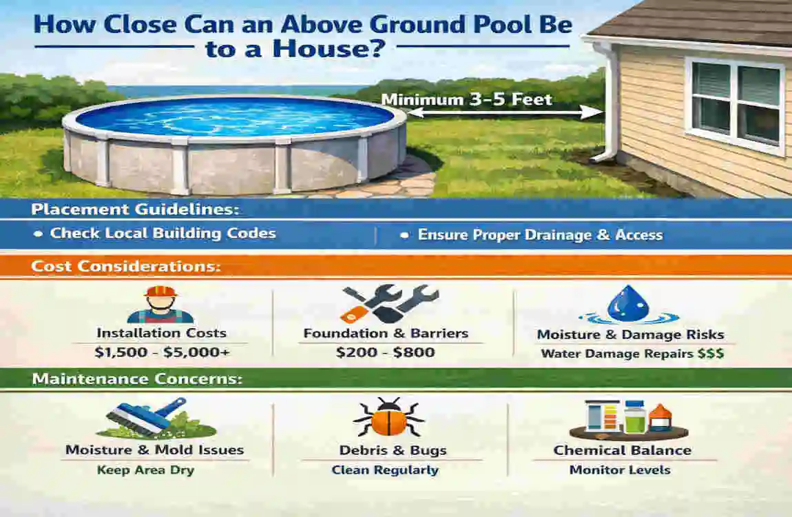 how close can an above ground pool be to a house
