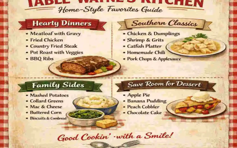 a table wayne's kitchen menu