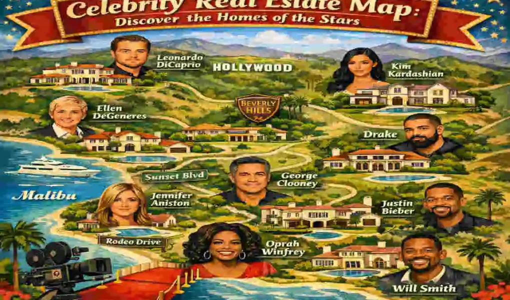map of celebrity homes
