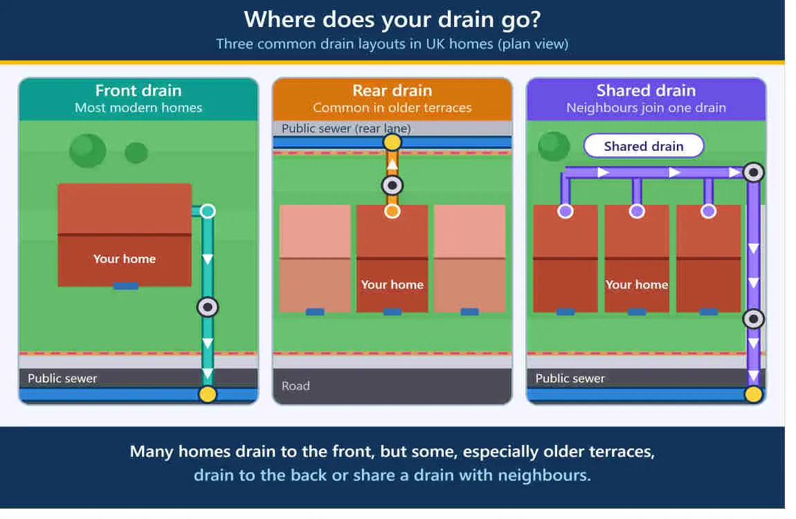 where is the main line drain in a uk house