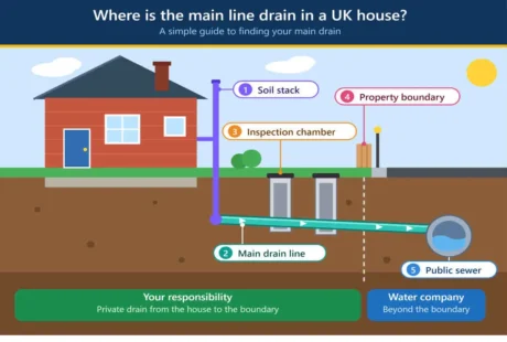 where is the main line drain in a uk house